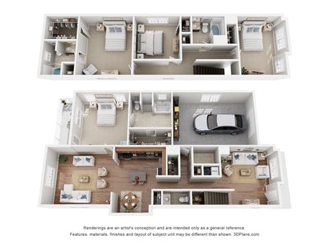 Floor plan for 4 beds, 3.5 baths, 2092 sqft